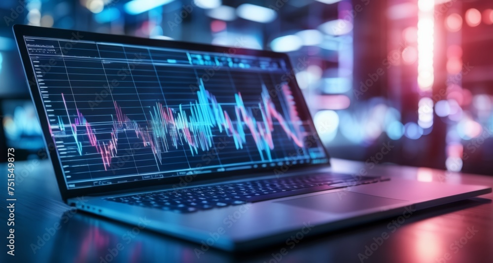 Aufkleber technology in action - analyzing data on a laptop screen