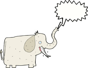 cartoon happy elephant with speech bubble