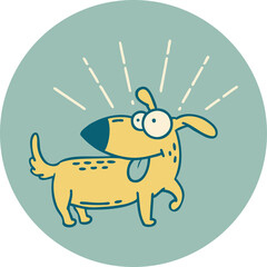 icon of tattoo style happy dog