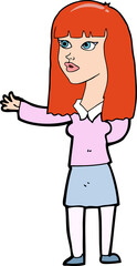 cartoon woman gesturing to show something