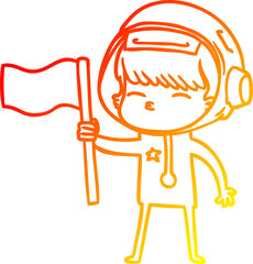 warm gradient line drawing cartoon curious astronaut