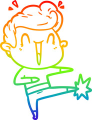 rainbow gradient line drawing cartoon excited man