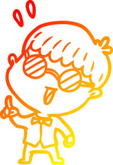 warm gradient line drawing clever boy with idea