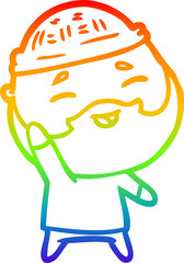 rainbow gradient line drawing cartoon happy bearded man