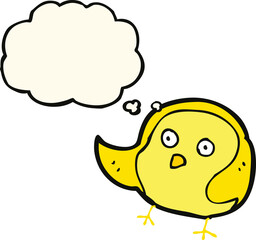 cartoon bird with thought bubble