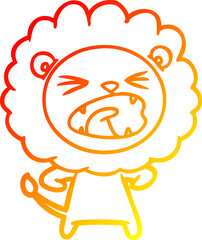 warm gradient line drawing cartoon angry lion