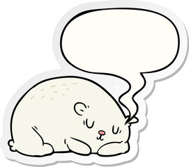 cartoon sleepy polar bear and speech bubble sticker