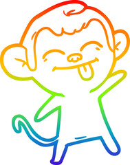 rainbow gradient line drawing funny cartoon monkey