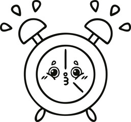 line drawing cartoon alarm clock