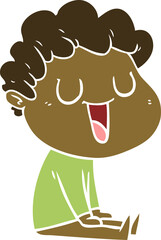 laughing flat color style cartoon man