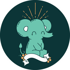 icon of tattoo style cute elephant