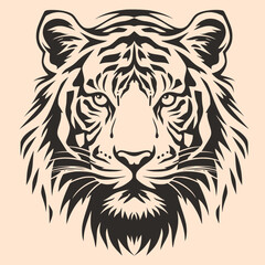 Black and White Tiger Outline Silhouette Ornament Vector Art for Logo and Icon, Sketch, Tattoo, Clip Art