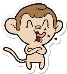 sticker of a crazy cartoon monkey