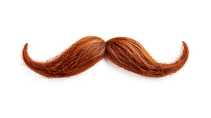 A mustache with a brown color and a long shape Isolated on transparent background, PNG