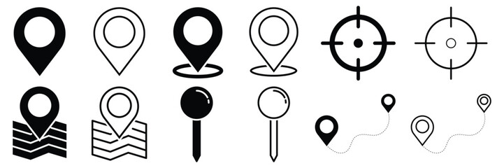 Location icon. Map marker pointer icon set. Vector illustration.