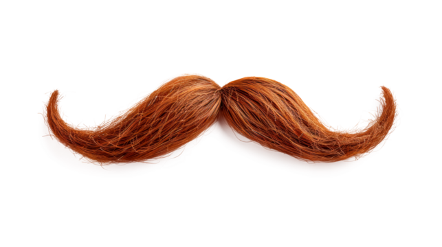 A mustache with a brown color and a long shape Isolated on transparent background, PNG