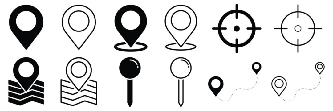 Location icon. Map marker pointer icon set. Vector illustration.