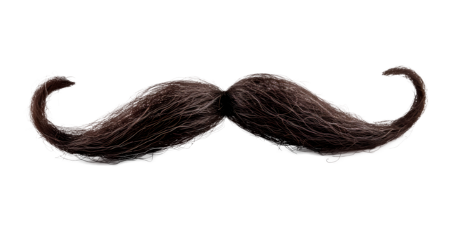 A mustache with a black color Isolated on transparent background, PNG