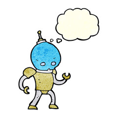 Fototapeta premium cartoon alien robot with thought bubble