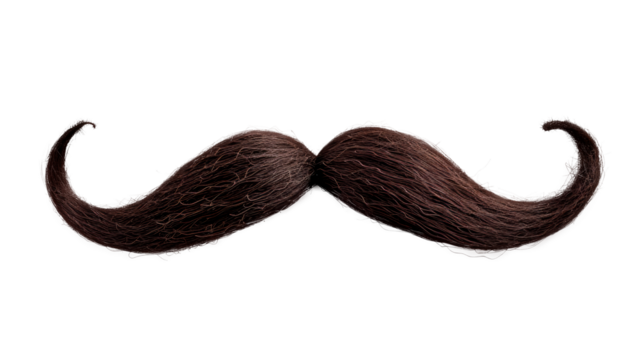 A mustache with a black color Isolated on transparent background, PNG