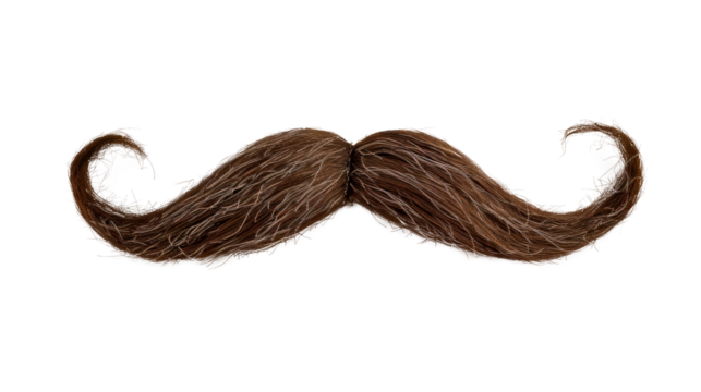 A mustache with a brown color and a long shape Isolated on transparent background, PNG