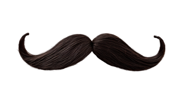 A mustache with a black color Isolated on transparent background, PNG