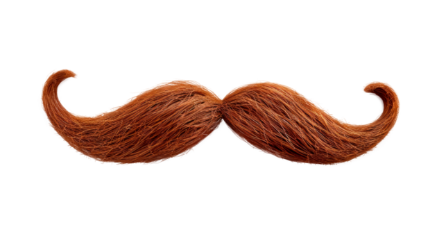 A mustache with a brown color and a long shape Isolated on transparent background, PNG