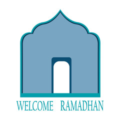 Ramadhan welcome logo, mosque dome symbol on white background