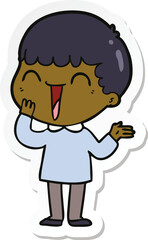 sticker of a cartoon happy man