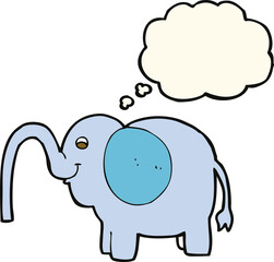 cartoon elephant squirting water with thought bubble
