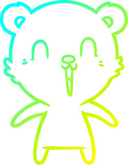 cold gradient line drawing happy laughing cartoon bear