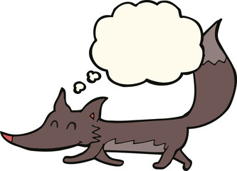 cartoon little wolf with thought bubble
