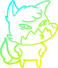 Obraz premium cold gradient line drawing clever cartoon fox