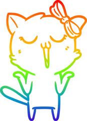 rainbow gradient line drawing cartoon cat