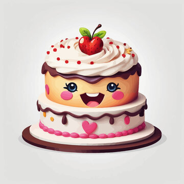 Cake Icon Cartoon Very Cool Design