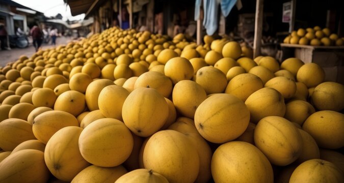  Bountiful harvest of ripe, yellow fruits