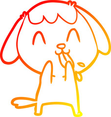 warm gradient line drawing cute cartoon dog