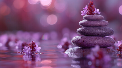 Obraz premium Pyramid of stones symbolizing relaxation, zen, meditation, peacefulness