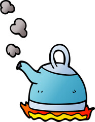 cartoon doodle kettle on stove