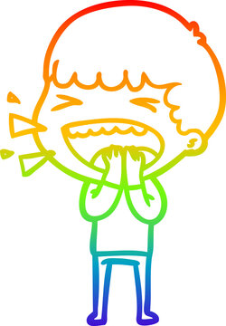 recommend clip art: rainbow gradient line drawing cartoon laughing man