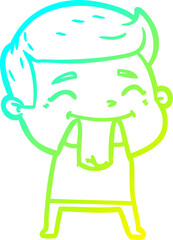 cold gradient line drawing happy cartoon man