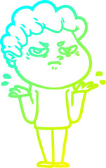 cold gradient line drawing cartoon angry man