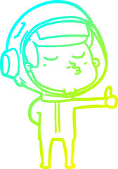 cold gradient line drawing cartoon confident astronaut giving thumbs up sign