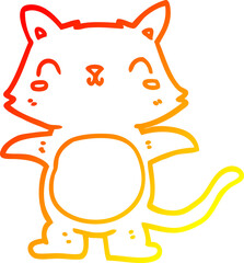 warm gradient line drawing cartoon cat