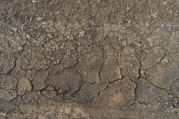 Land with dry cracked ground. Effects of heat and drought. effects of global warming. cracked desert landscape.