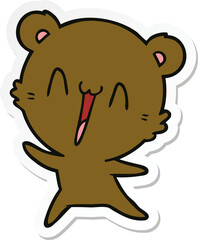 sticker of a happy bear cartoon