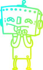 cold gradient line drawing cartoon robot