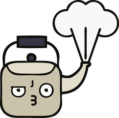 cute cartoon steaming kettle