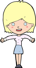 cartoon excited woman