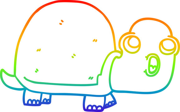 recommend clip art: rainbow gradient line drawing cartoon shocked turtle